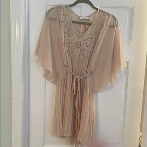 Blue Bird Beige Lace-Detail Blouse